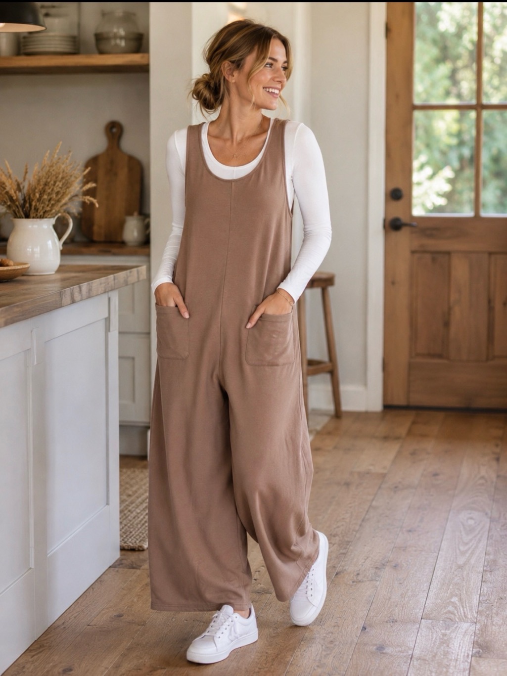 Madewell Mwl Superbrushed Pull-On Jumpsuit In Castle Rock Size Large